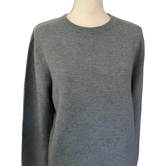 Forte Cashmere Womens Cashmere Ribbed Crewneck Sweater Size M Blue Quiet Luxury - Picture 3 of 7